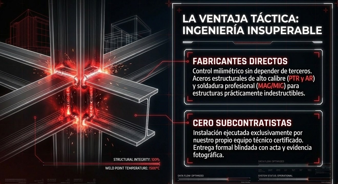 Ventaja Táctica: Instalación autárquica con equipo técnico propio y certificado. Cero subcontratistas.